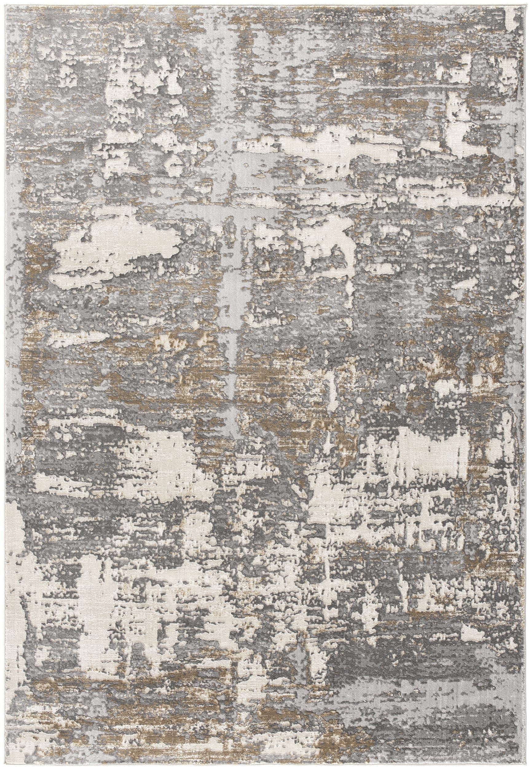 White and Gray Distressed Abstract Area Rug