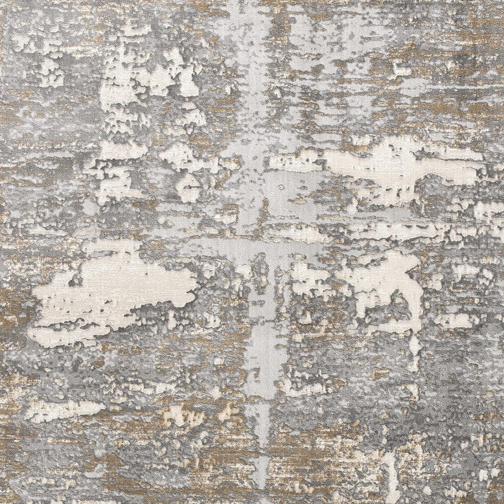 White and Gray Distressed Abstract Area Rug