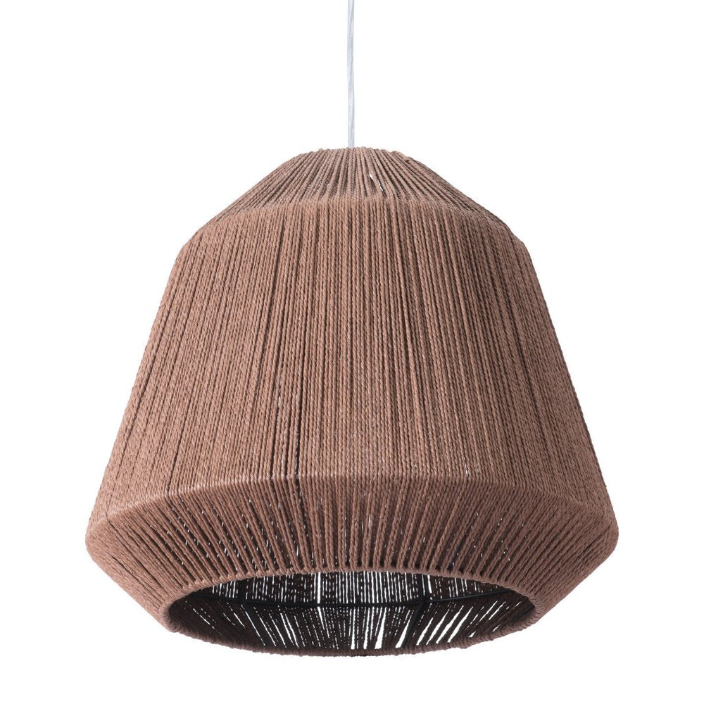 18" Brown Woven Paper Hanging Cone Pendant Light