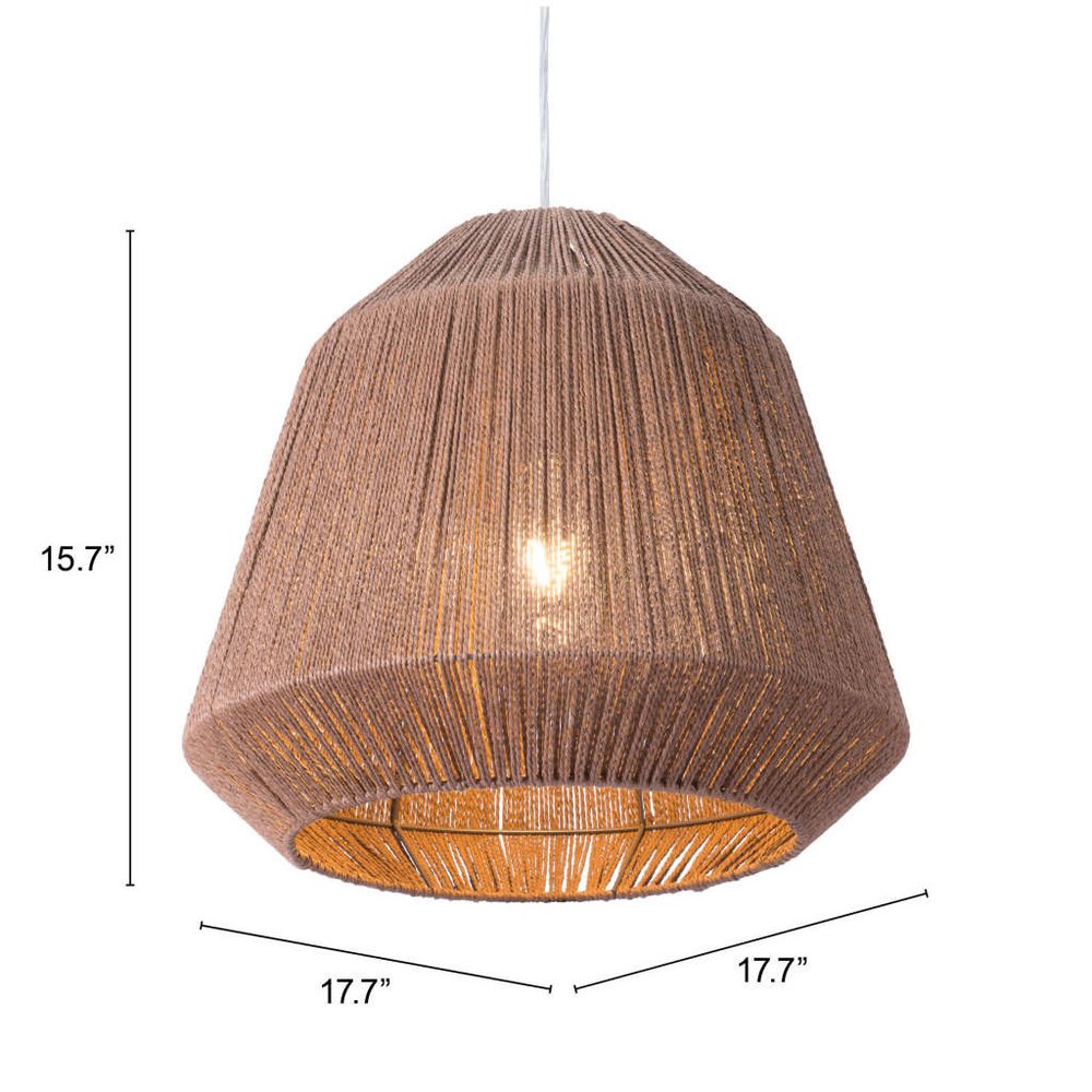 18" Brown Woven Paper Hanging Cone Pendant Light