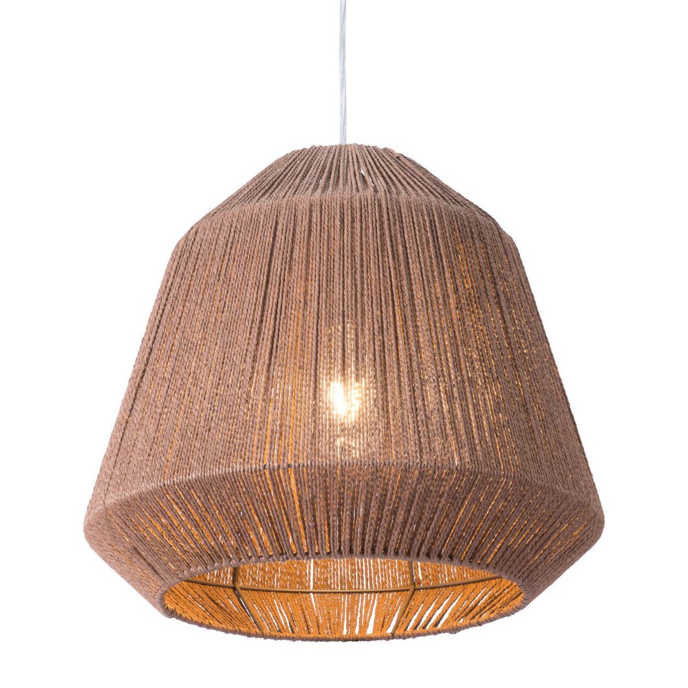 18" Brown Woven Paper Hanging Cone Pendant Light
