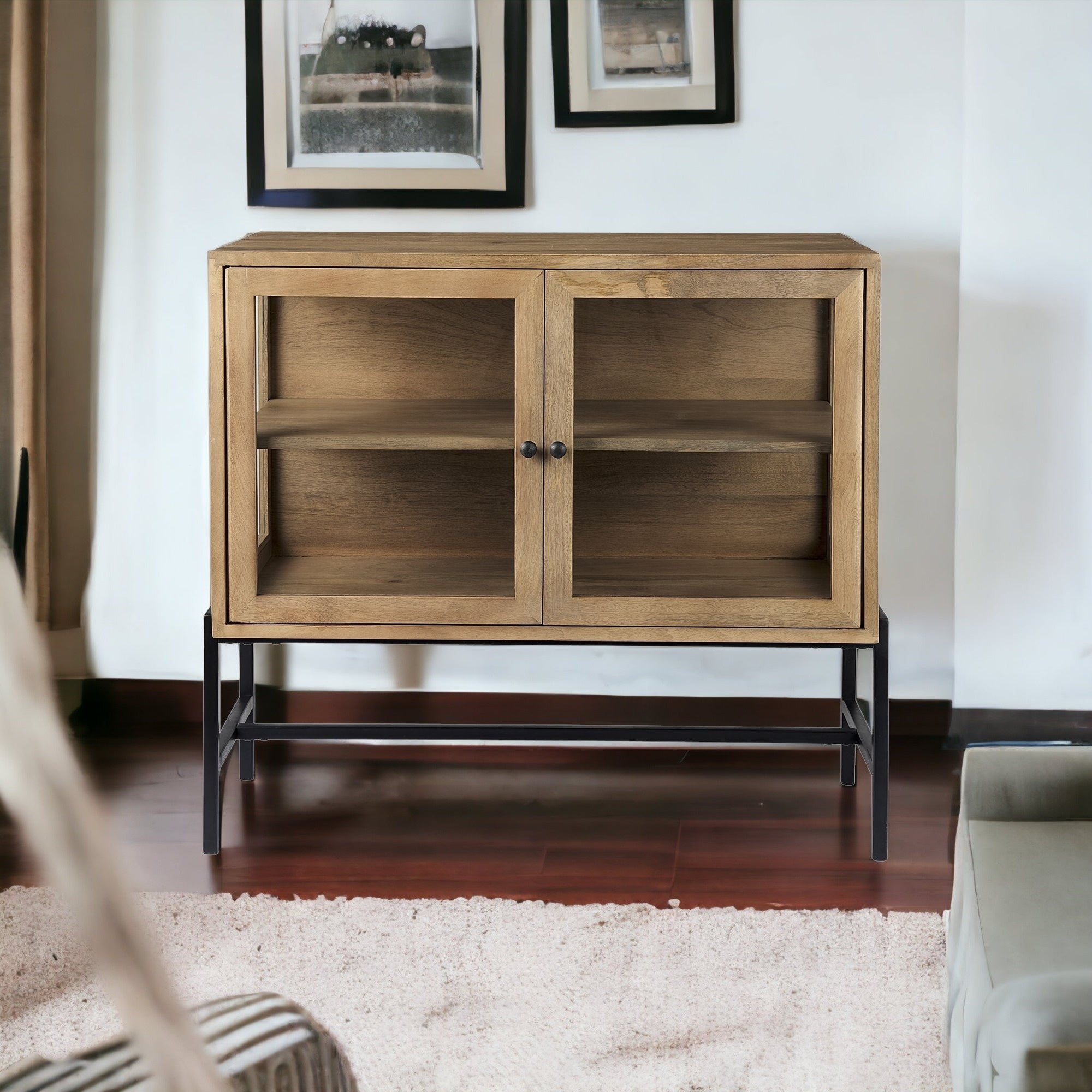 36" Honey Brown Shadowbox Cabinet