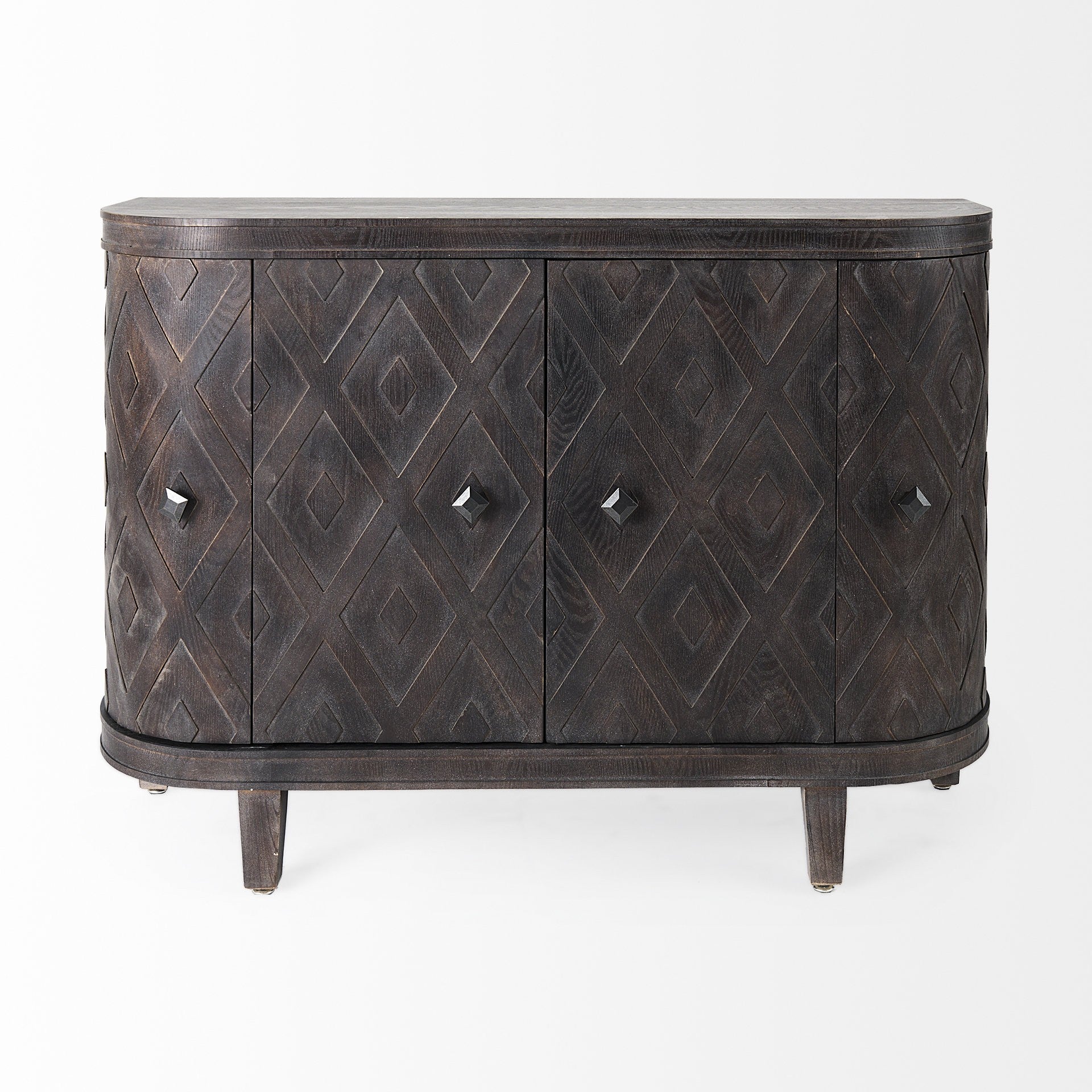 47" Curved Brown Deco Sideboard