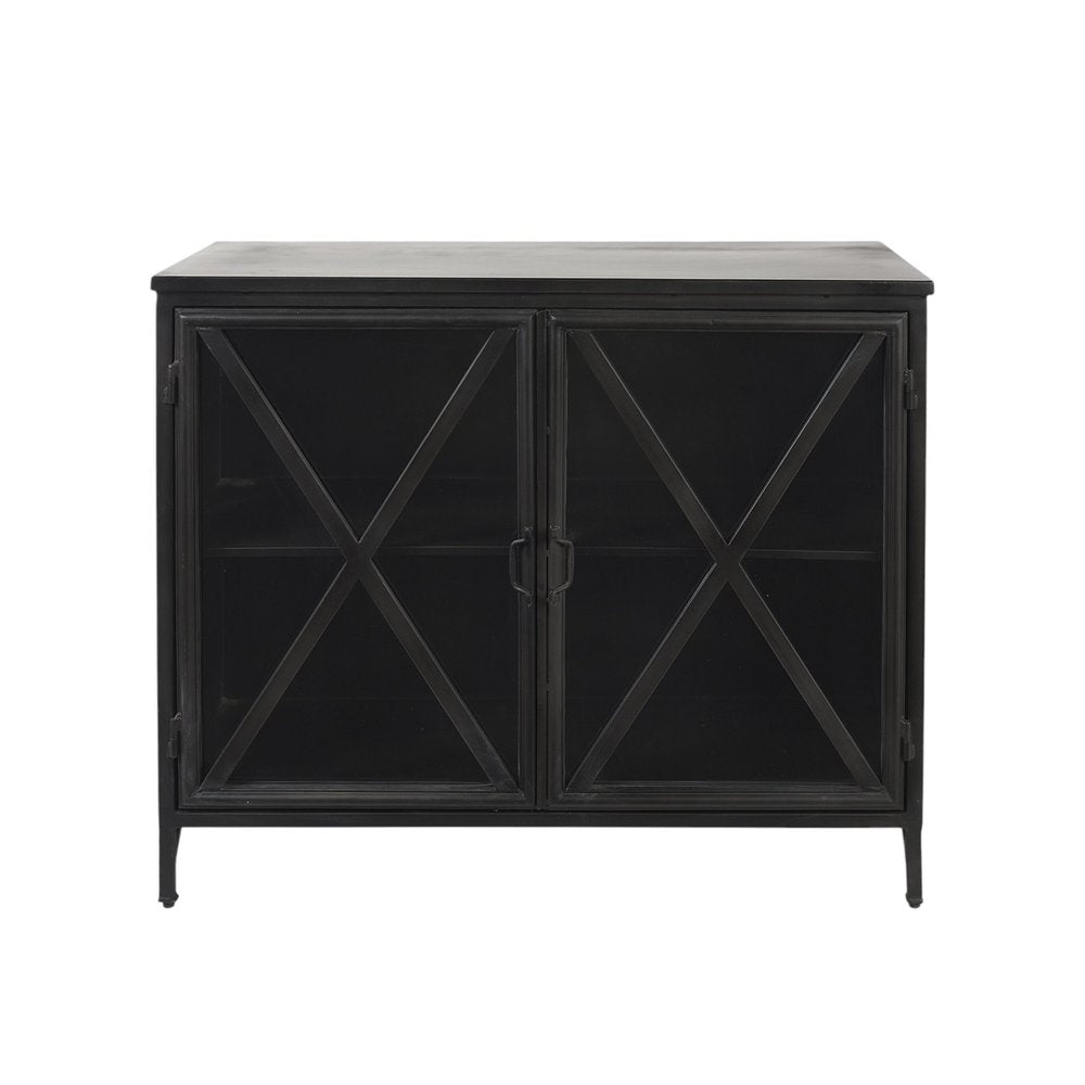 40" Black Cross Iron Cabinet