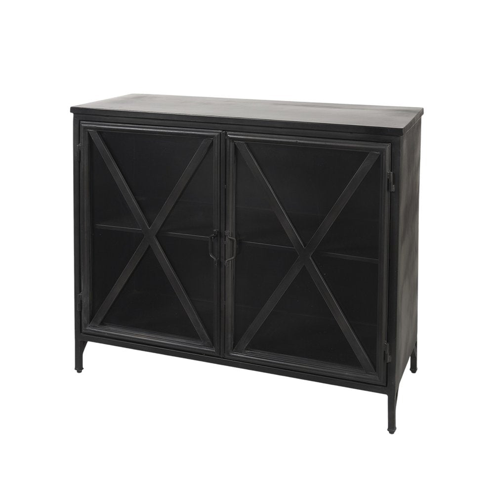 40" Black Cross Iron Cabinet