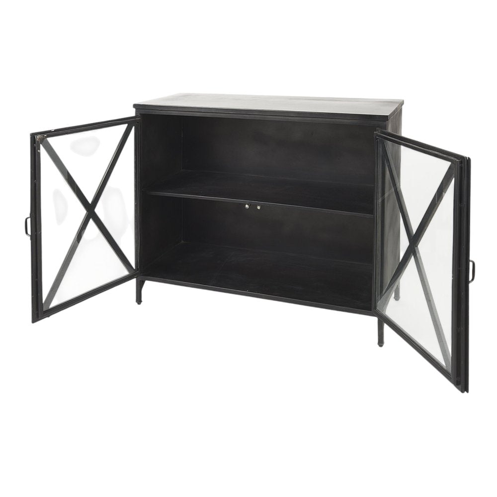 40" Black Cross Iron Cabinet