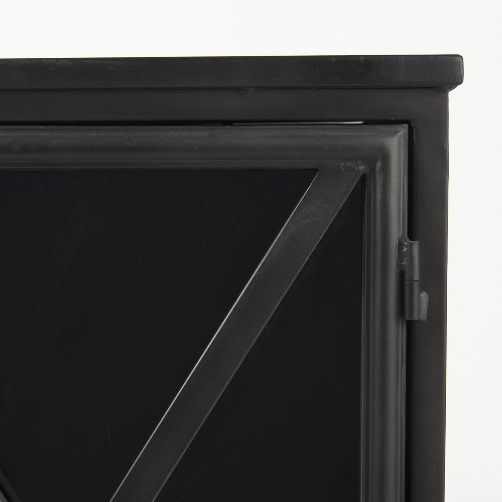 40" Black Cross Iron Cabinet