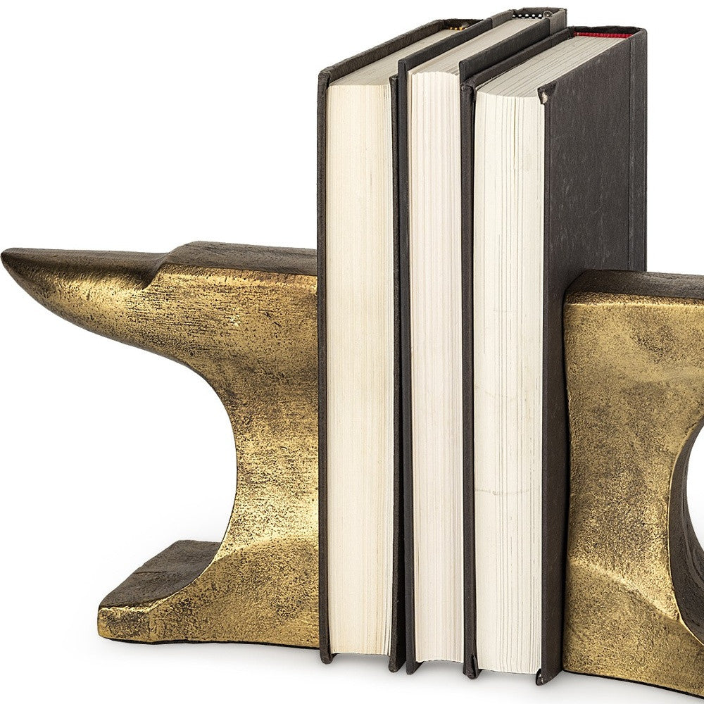 11" Gold Metal Anvil Bookends