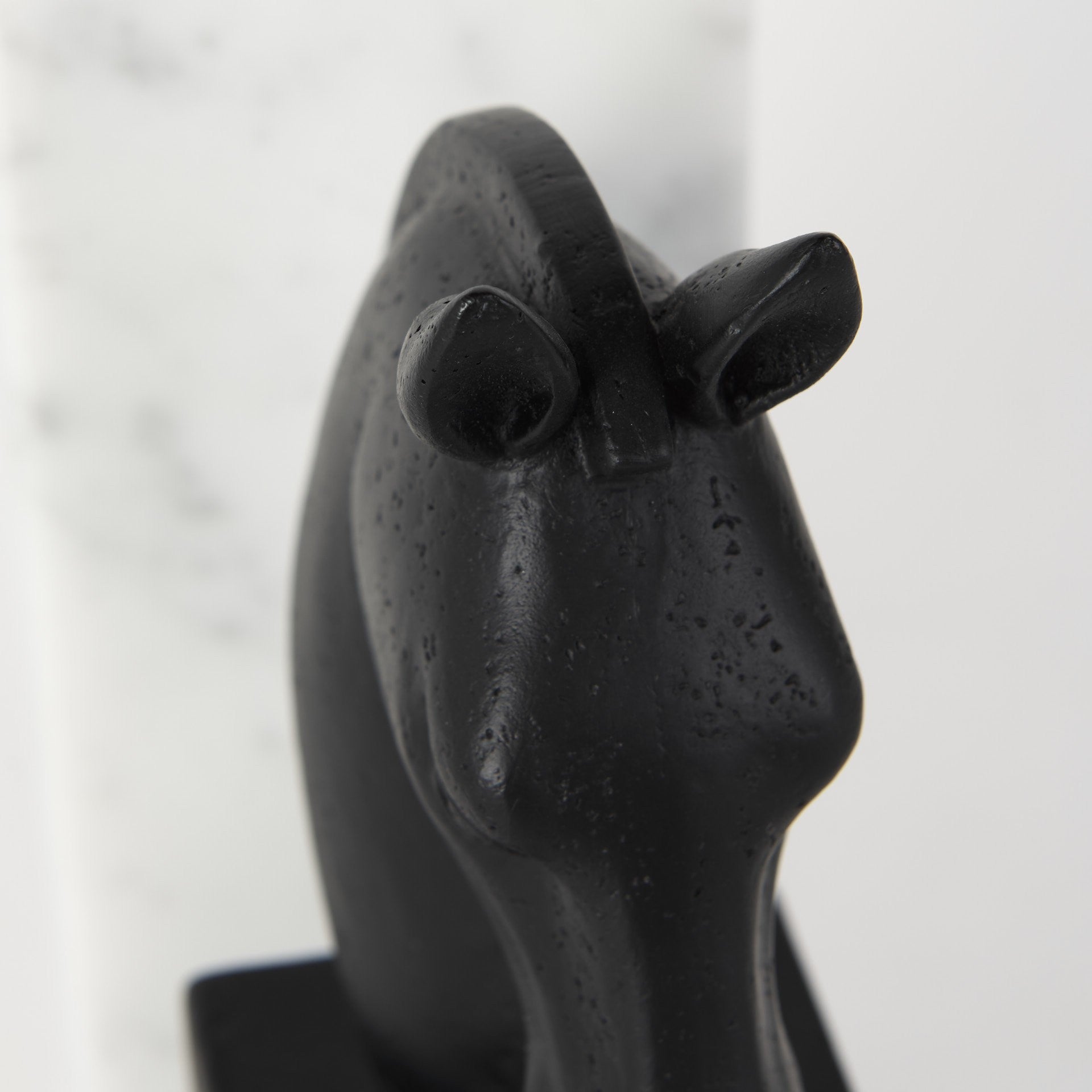 8" Black Resin and Marble Horse Bookends