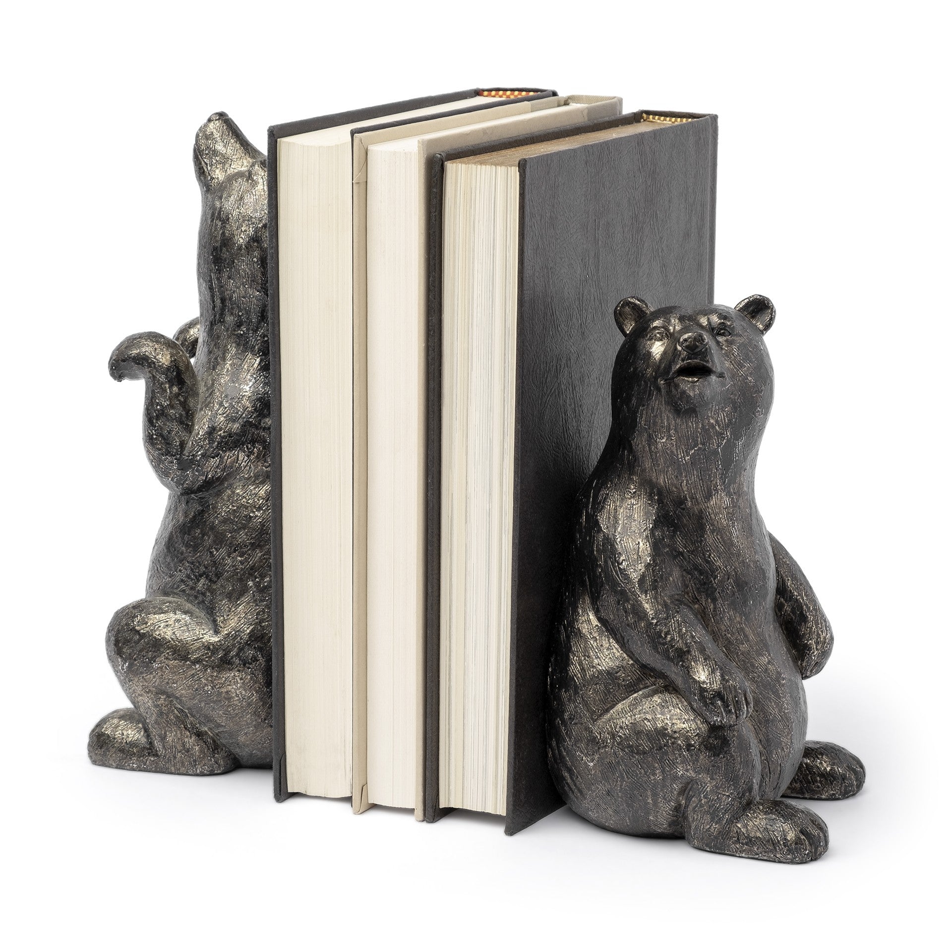 8" Metallic Grizzly Bear Bookends