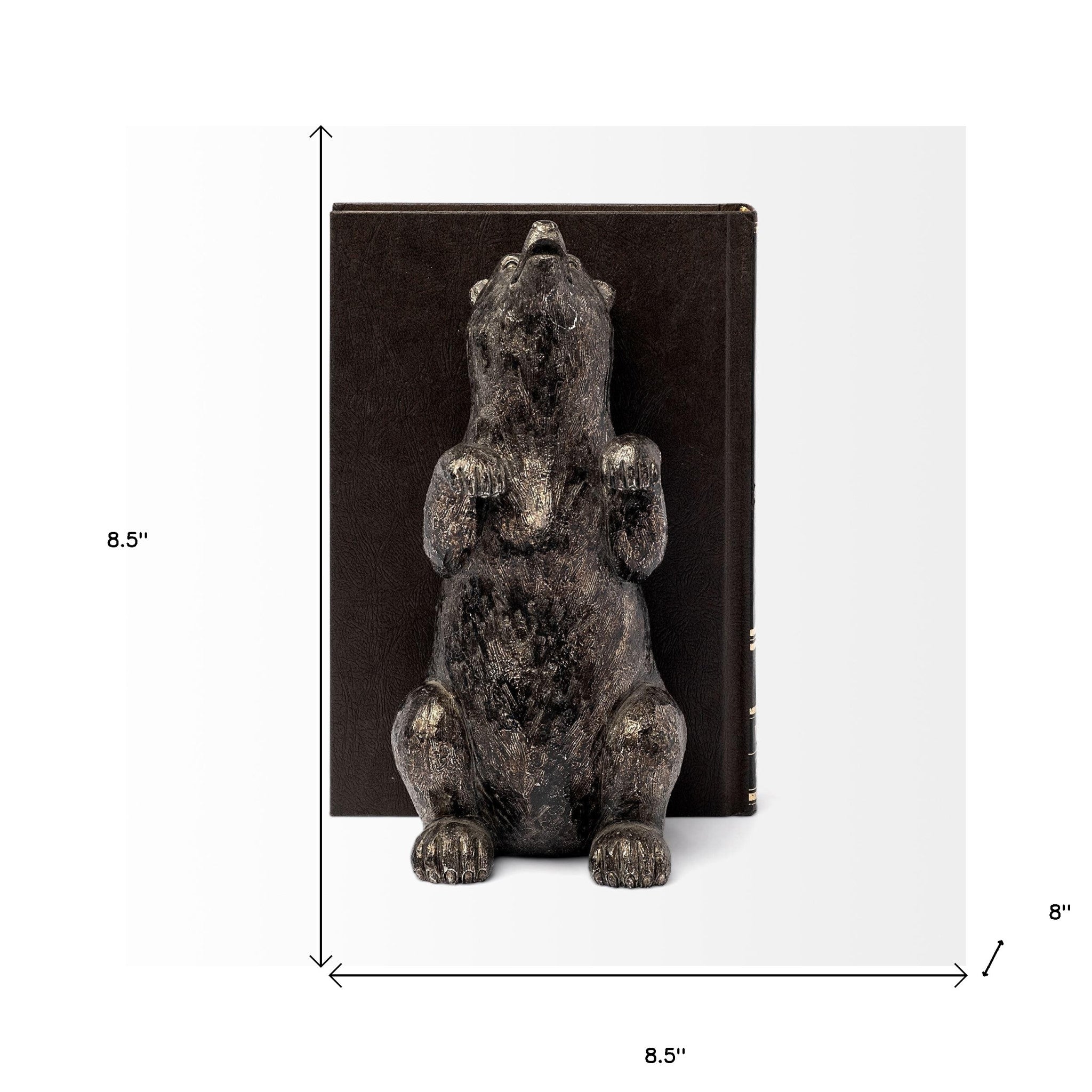 8" Metallic Grizzly Bear Bookends