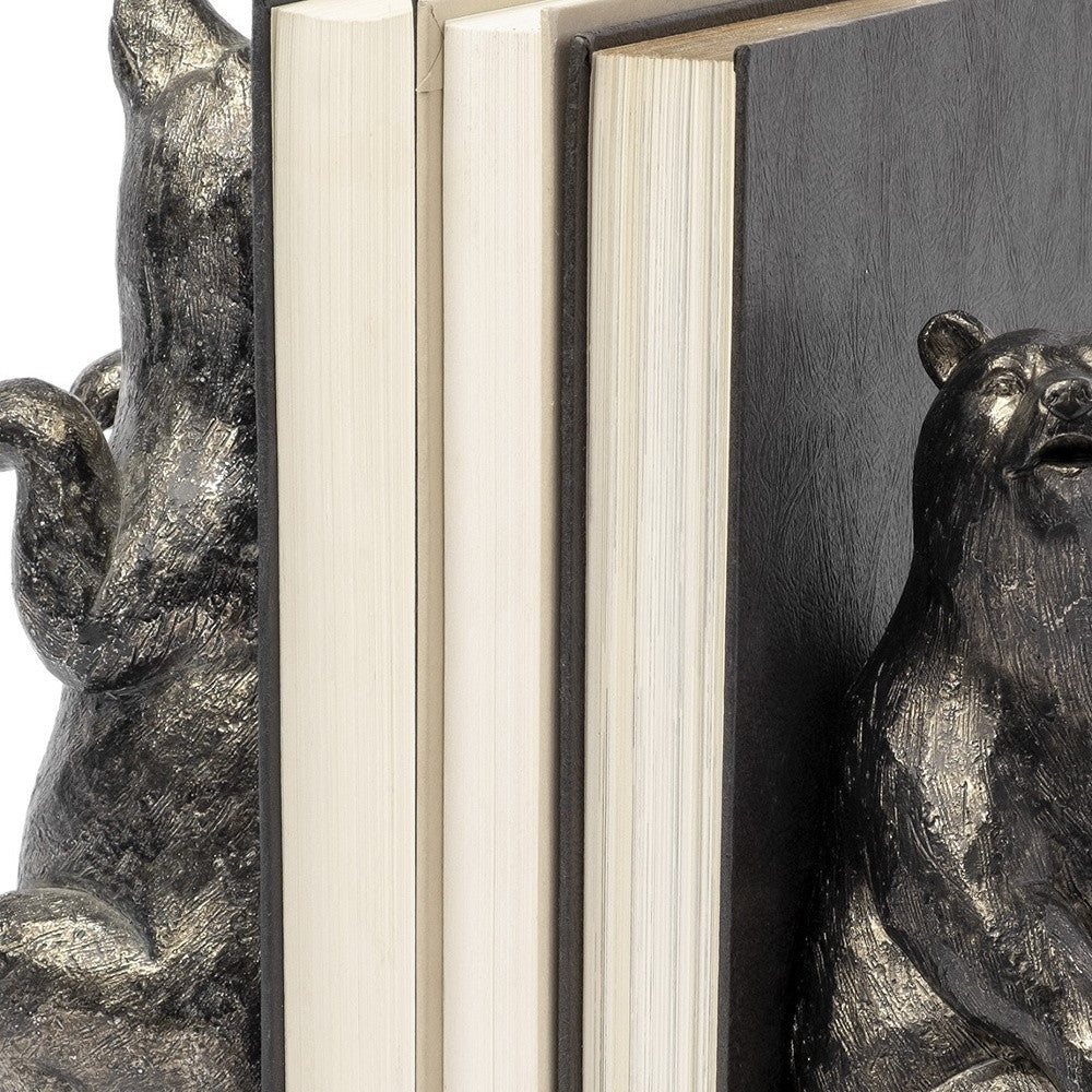 8" Metallic Grizzly Bear Bookends