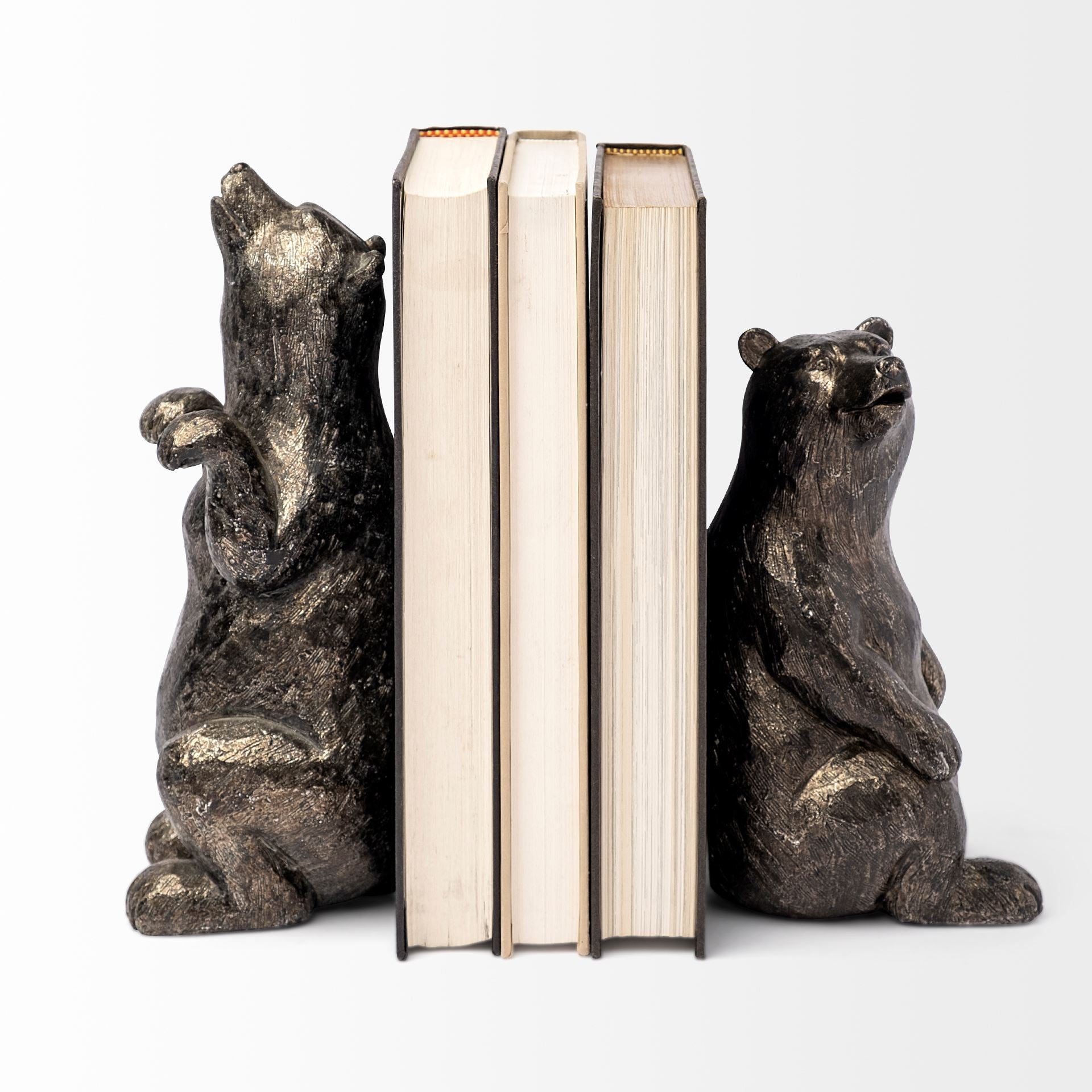 8" Metallic Grizzly Bear Bookends