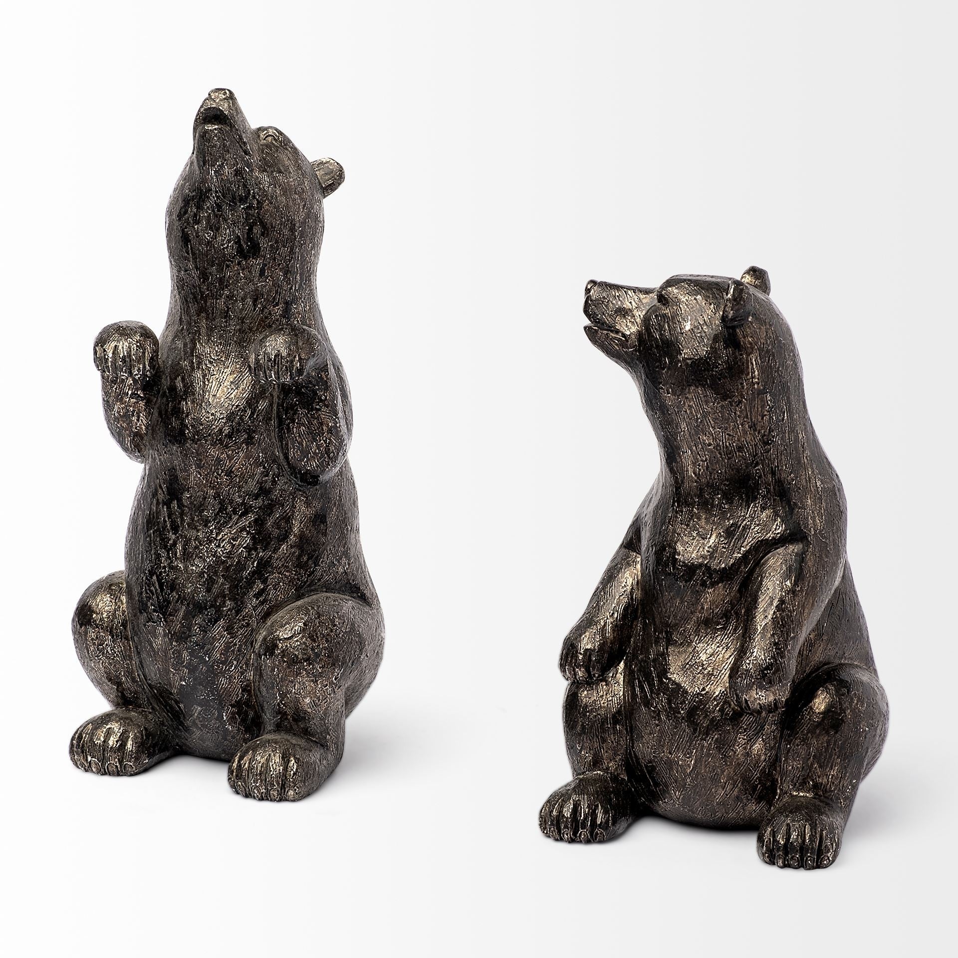 8" Metallic Grizzly Bear Bookends