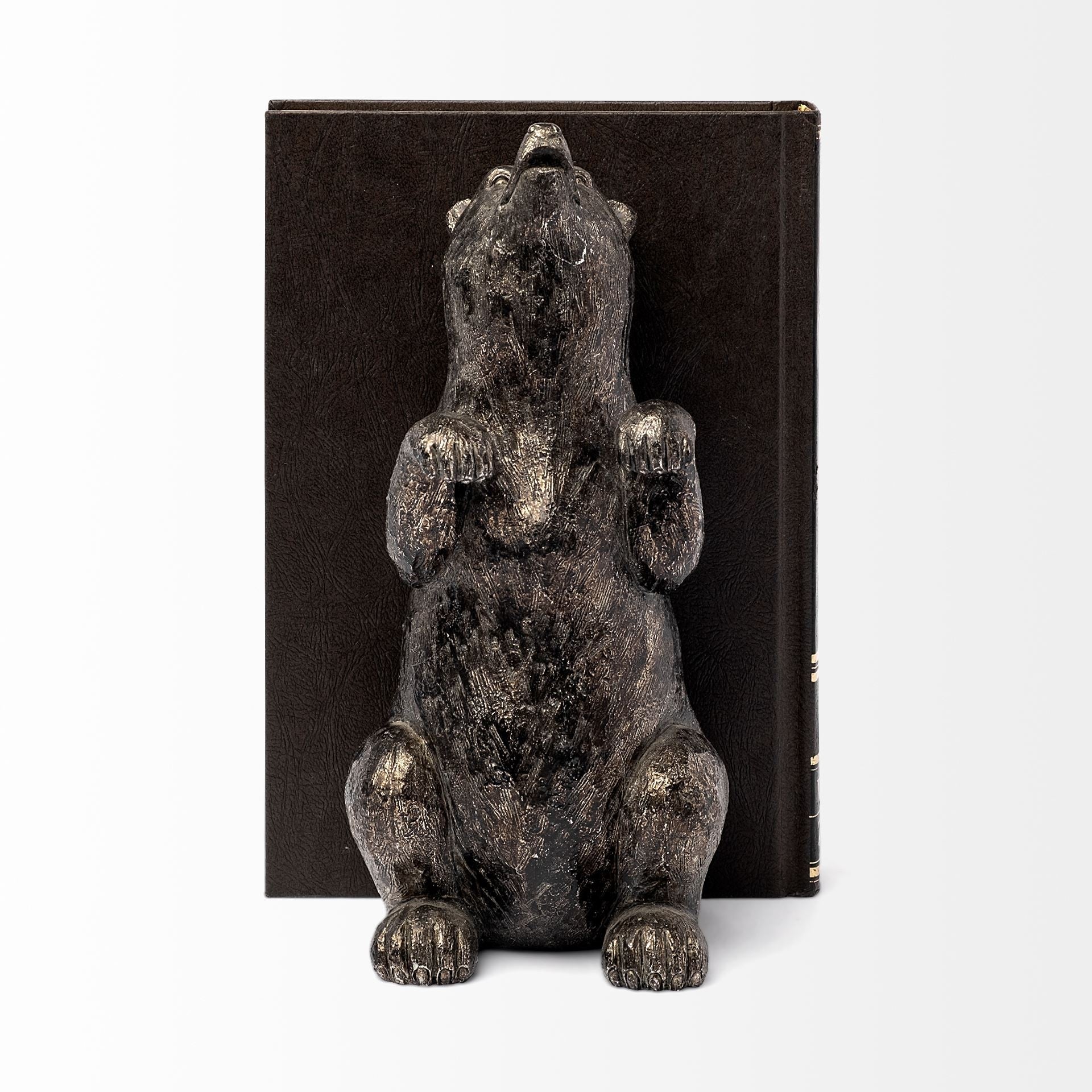 8" Metallic Grizzly Bear Bookends