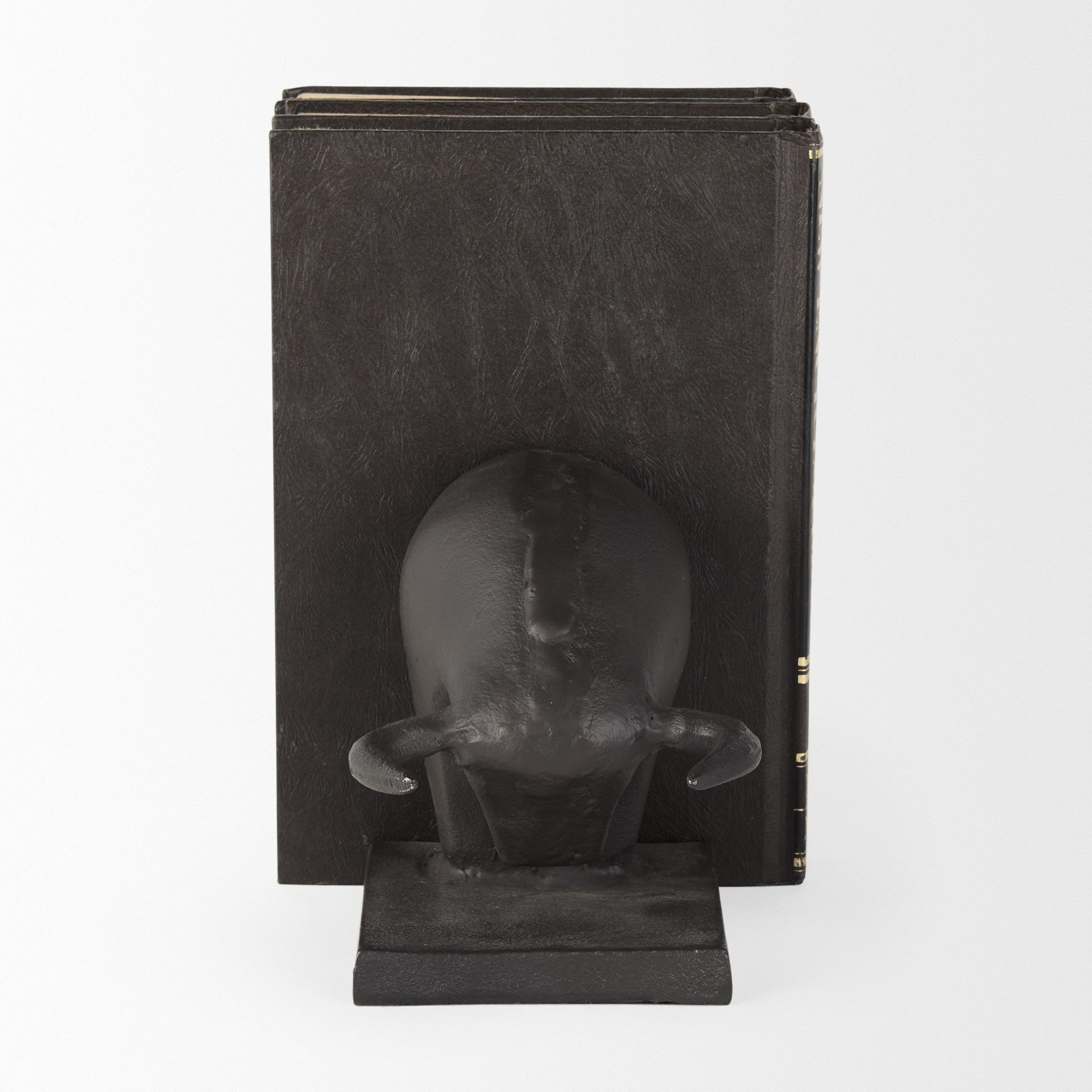 9" Black Aluminum Charging Bull Bookends