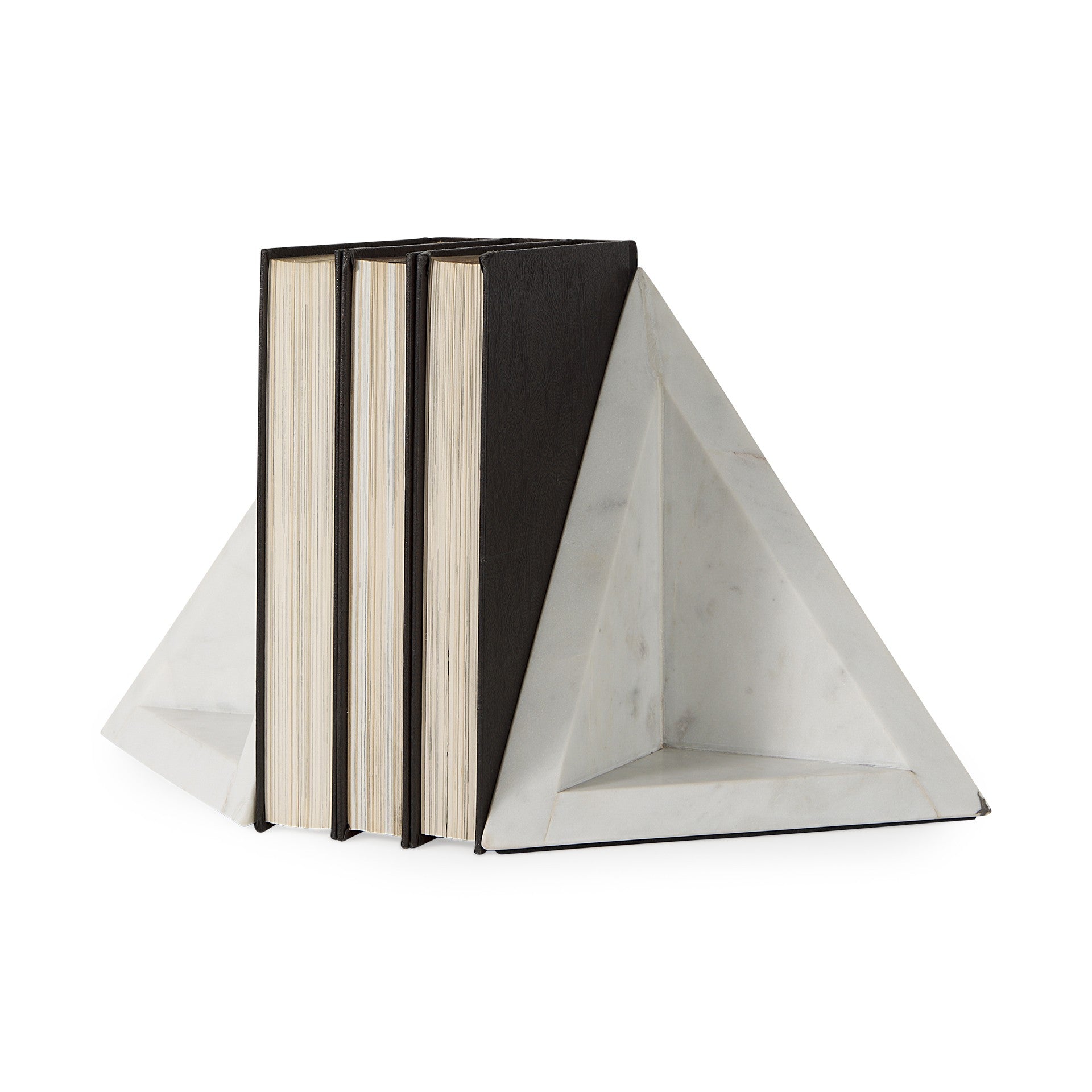 8" Modern Triangle Marble Bookends