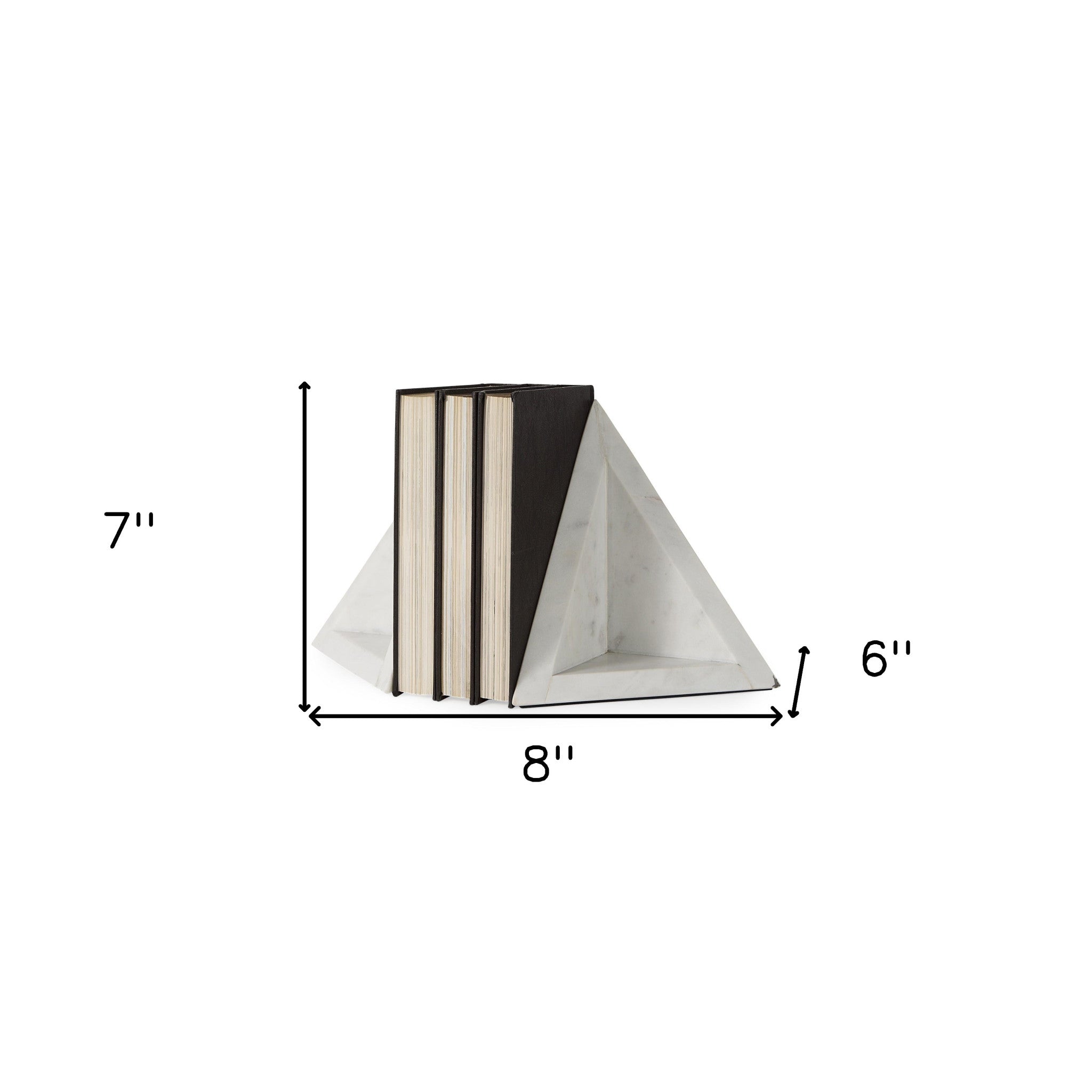 8" Modern Triangle Marble Bookends