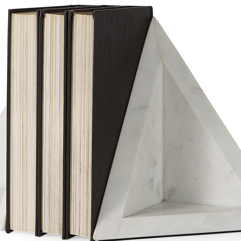 8" Modern Triangle Marble Bookends