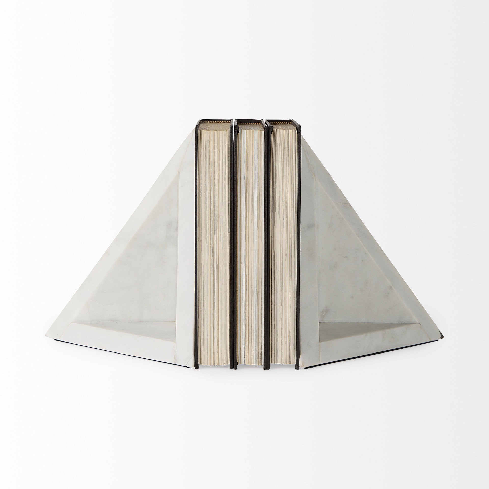 8" Modern Triangle Marble Bookends