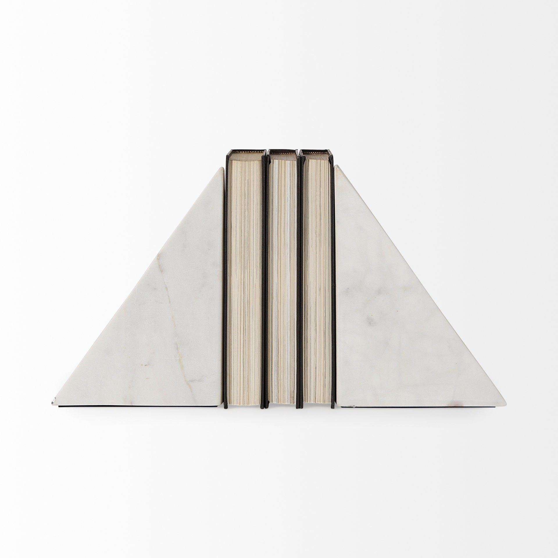 8" Modern Triangle Marble Bookends