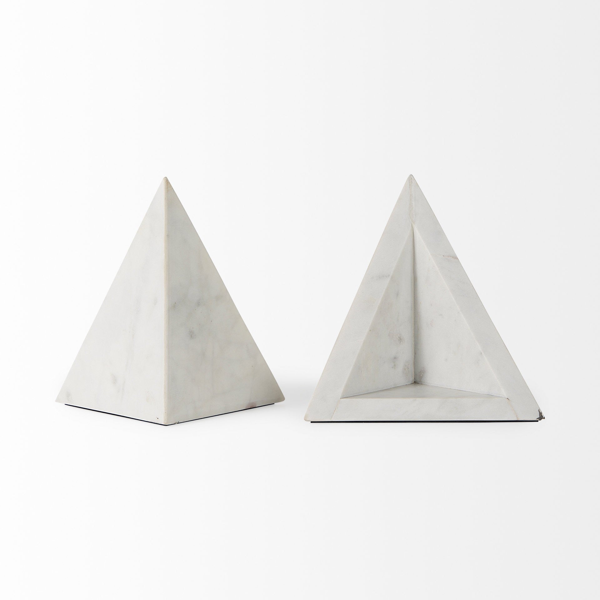 8" Modern Triangle Marble Bookends