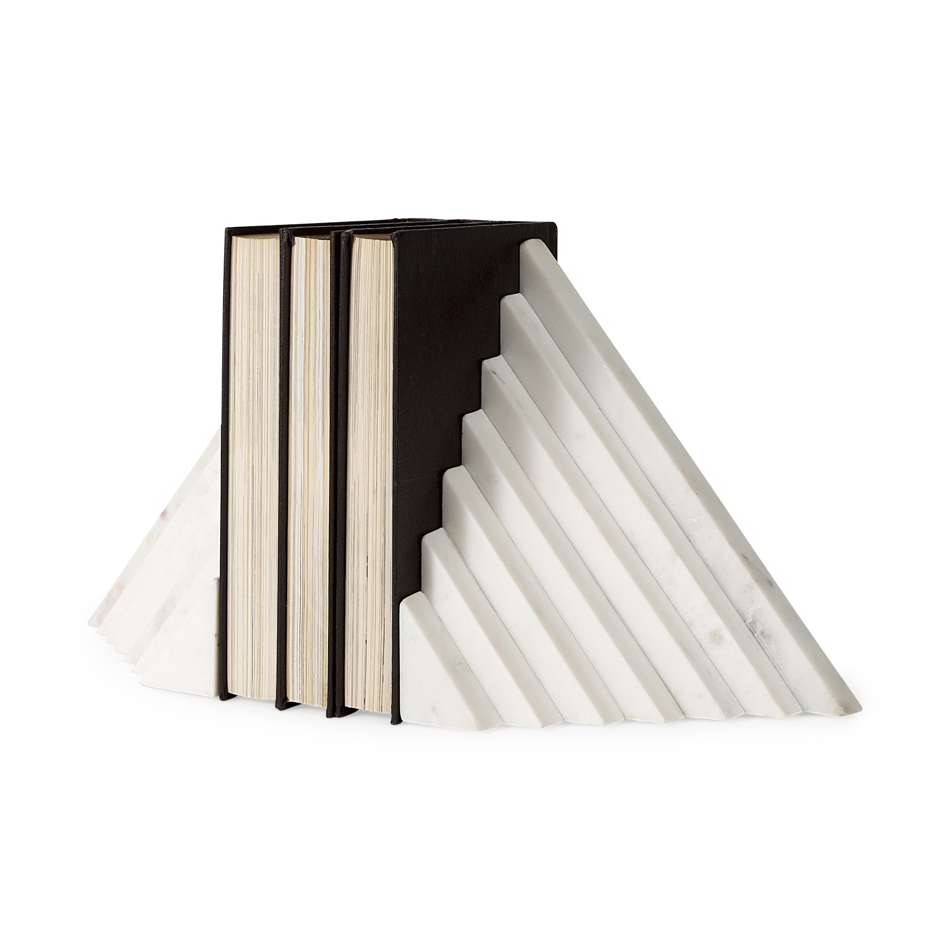 9" Marble Step Triangles Bookends