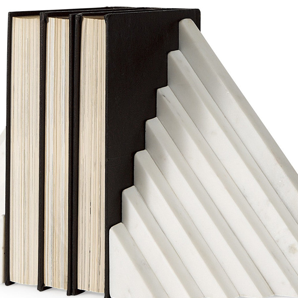 9" Marble Step Triangles Bookends