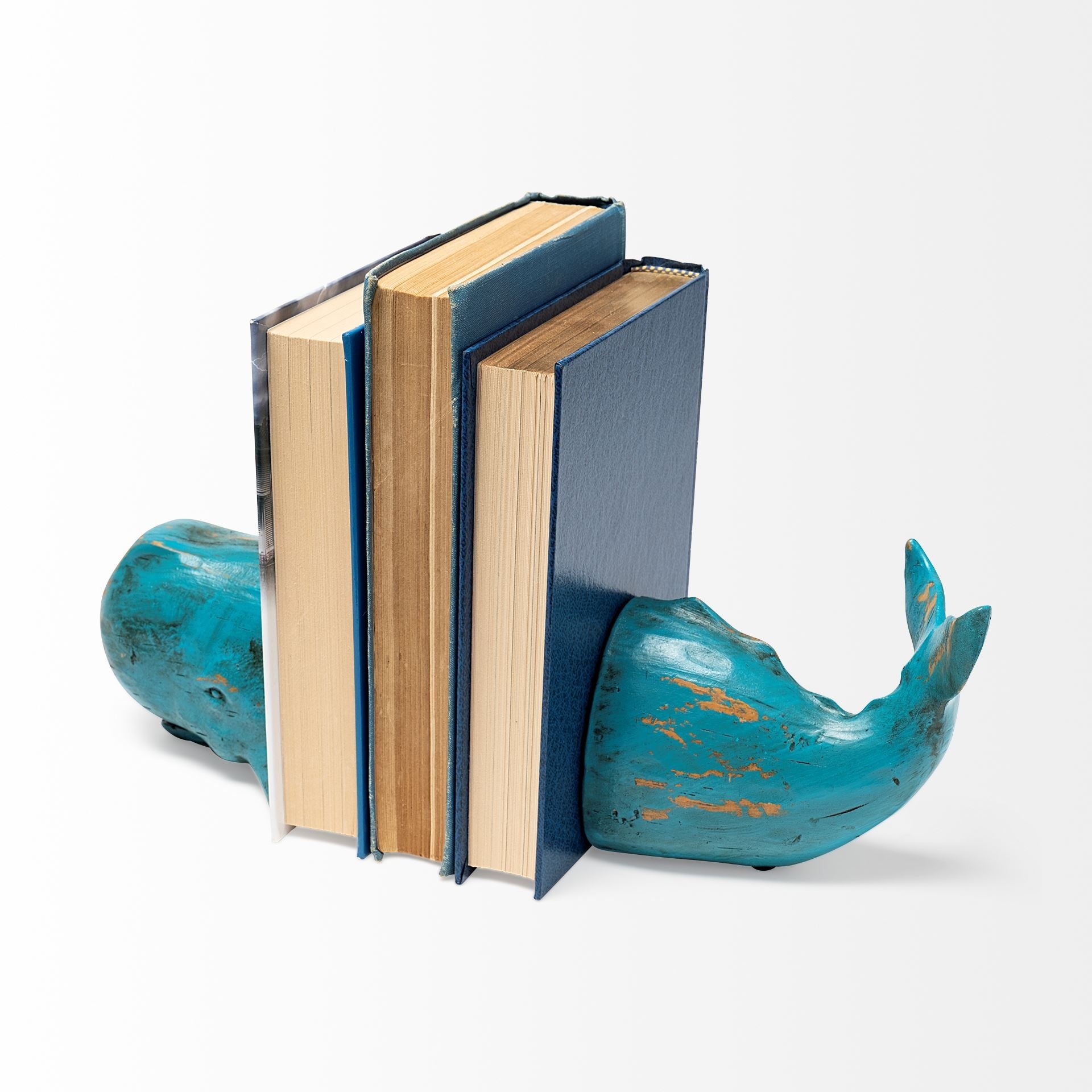 10" Blue Resin Whale Bookends