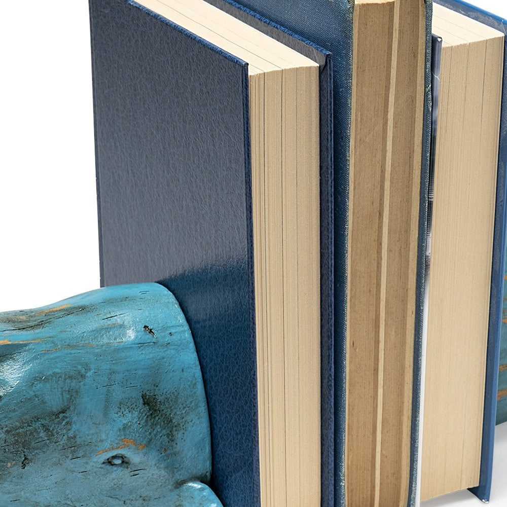 10" Blue Resin Whale Bookends