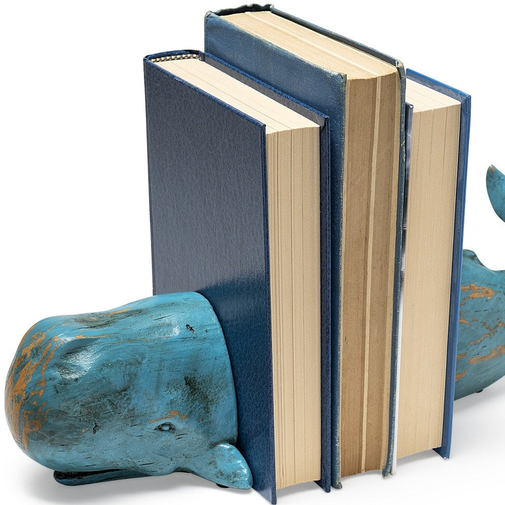 10" Blue Resin Whale Bookends