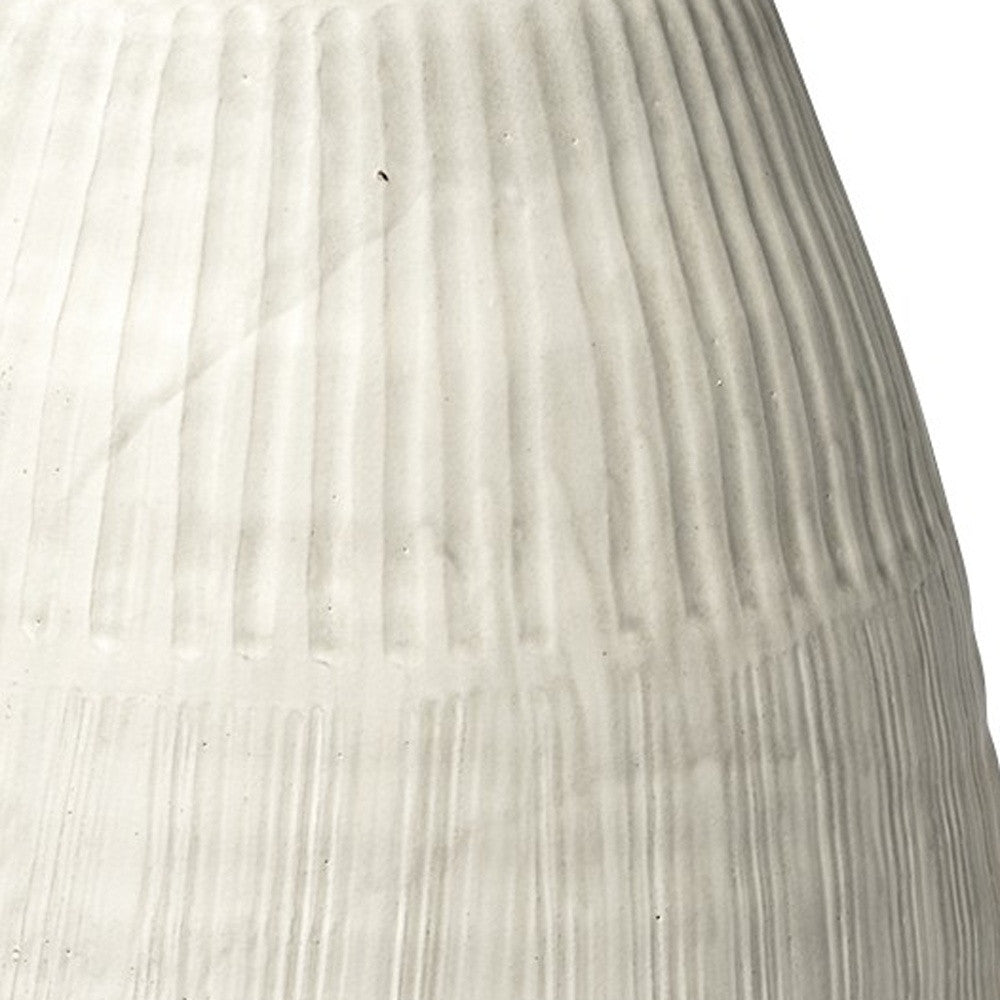 29" White Embossed Striped Ceramic Floor Vase