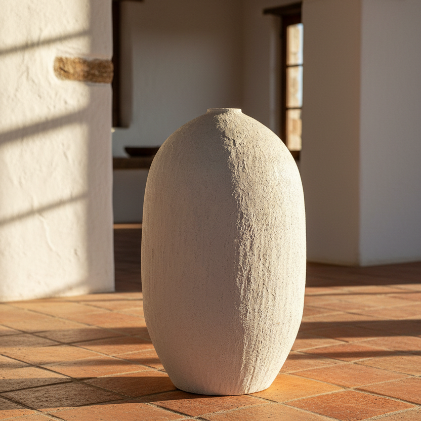 32" White Ceramic Floor Vase