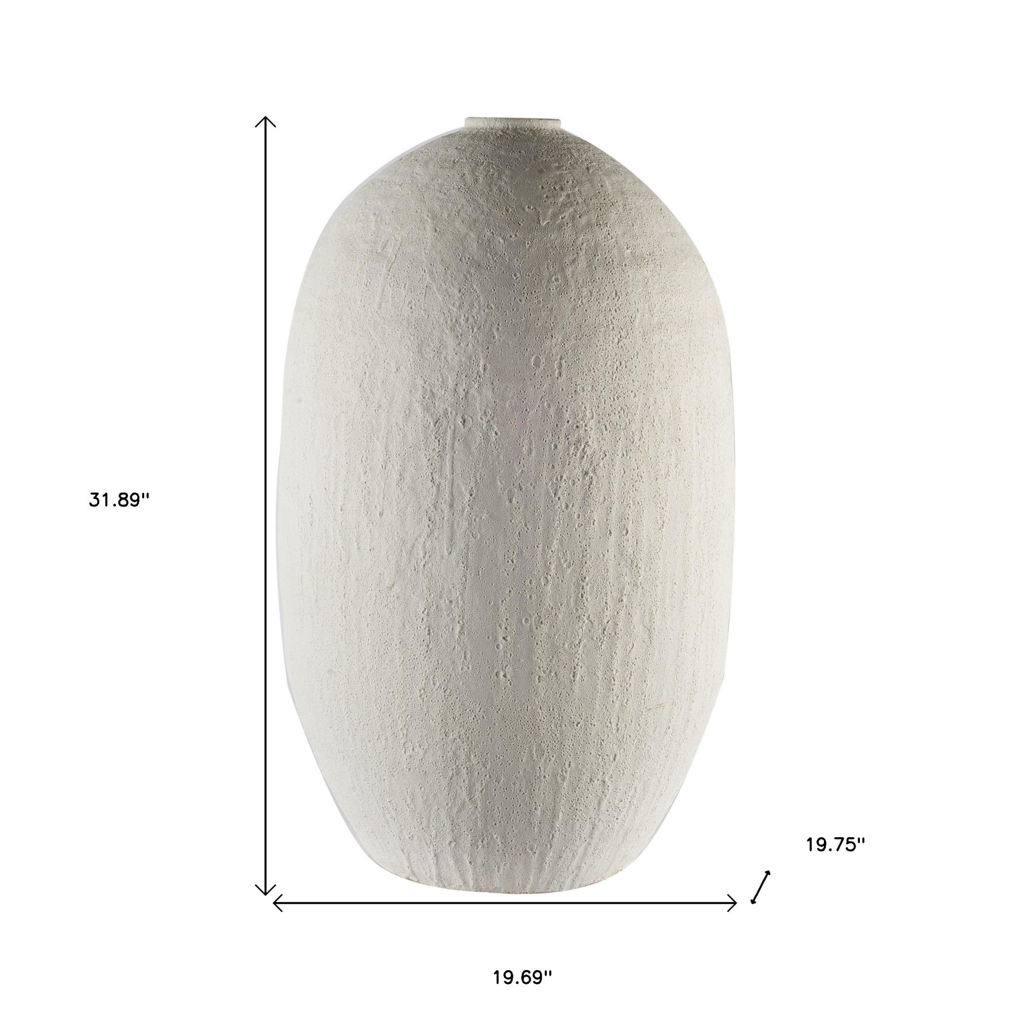 32" White Ceramic Floor Vase