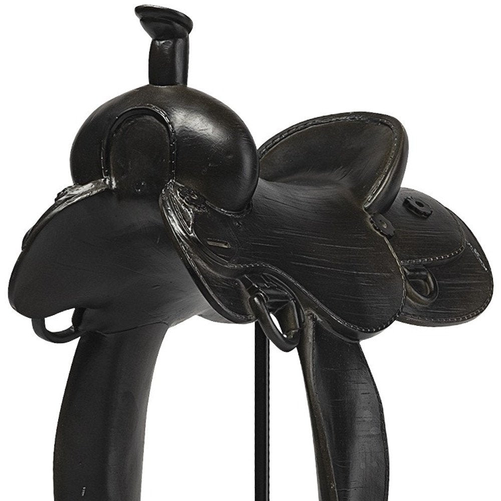 16" Black Metal Western Horse Saddle Sculpture