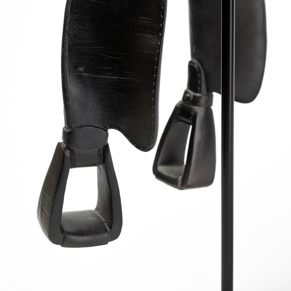 16" Black Metal Western Horse Saddle Sculpture