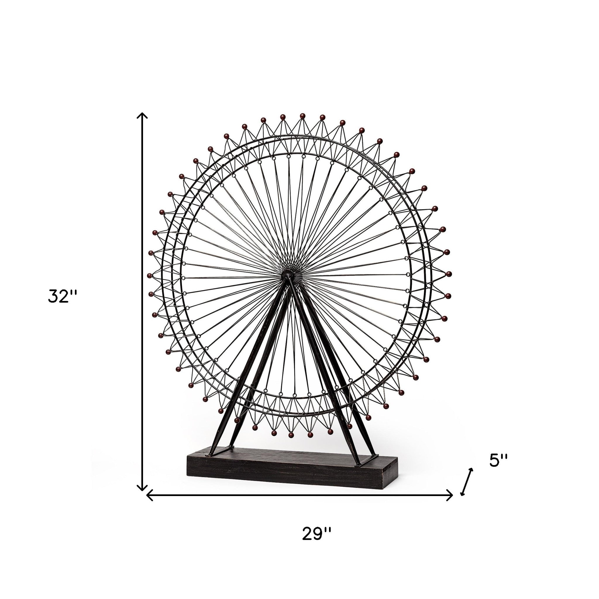 29" Black Metal London Eye Moveable Replica