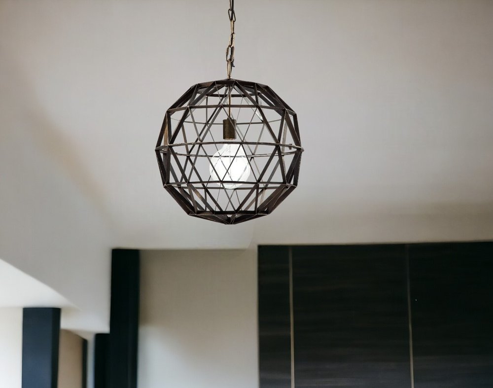 18" Black Metal Globe Pendant Light