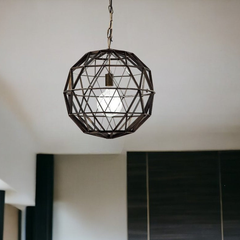18" Black Metal Globe Pendant Light