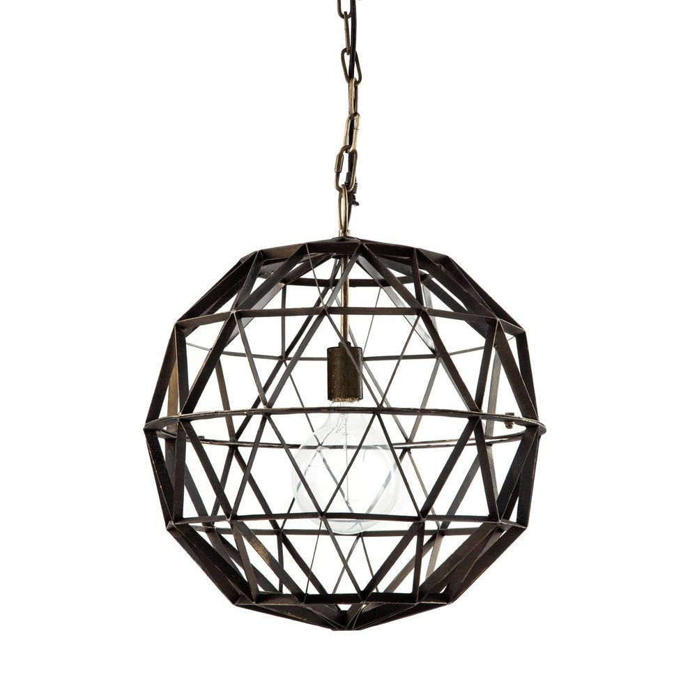 18" Black Metal Globe Pendant Light