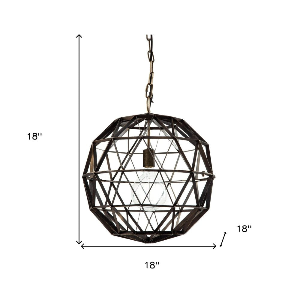 18" Black Metal Globe Pendant Light