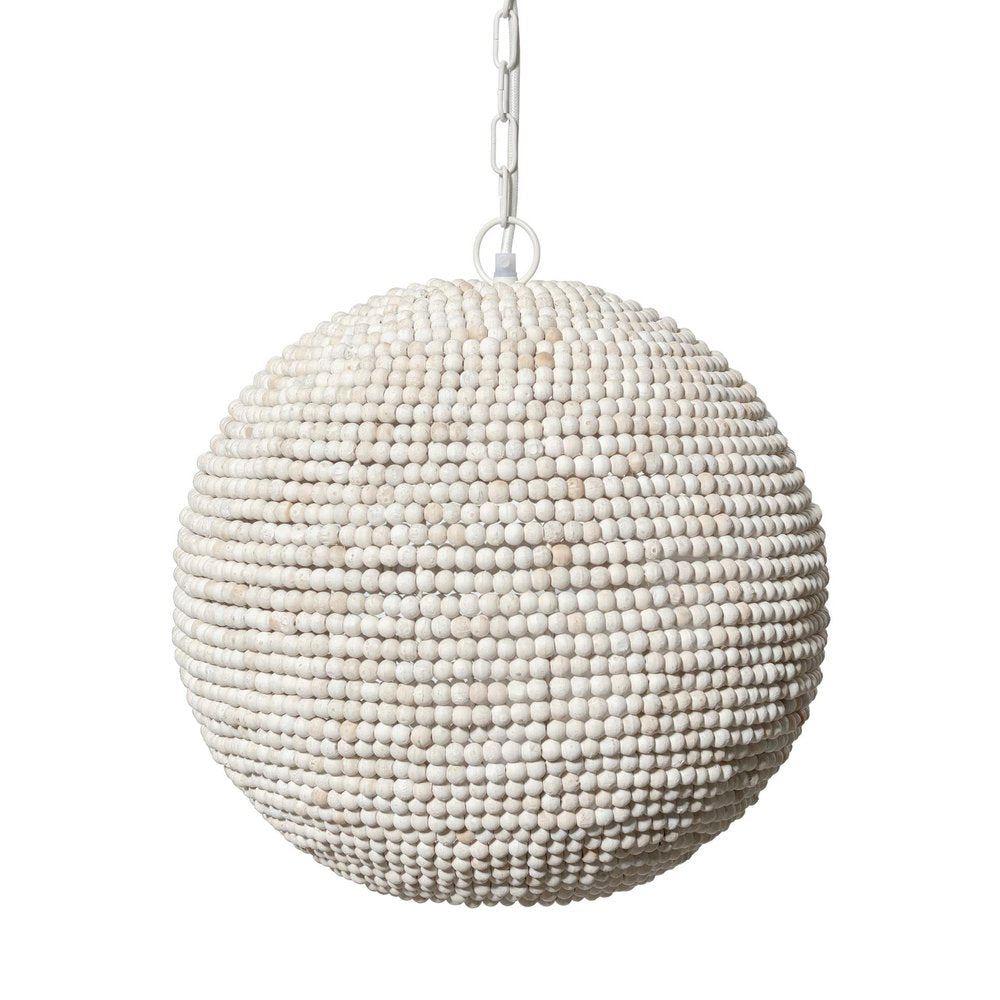 16" Whitewash Beaded Ball Pendant Light