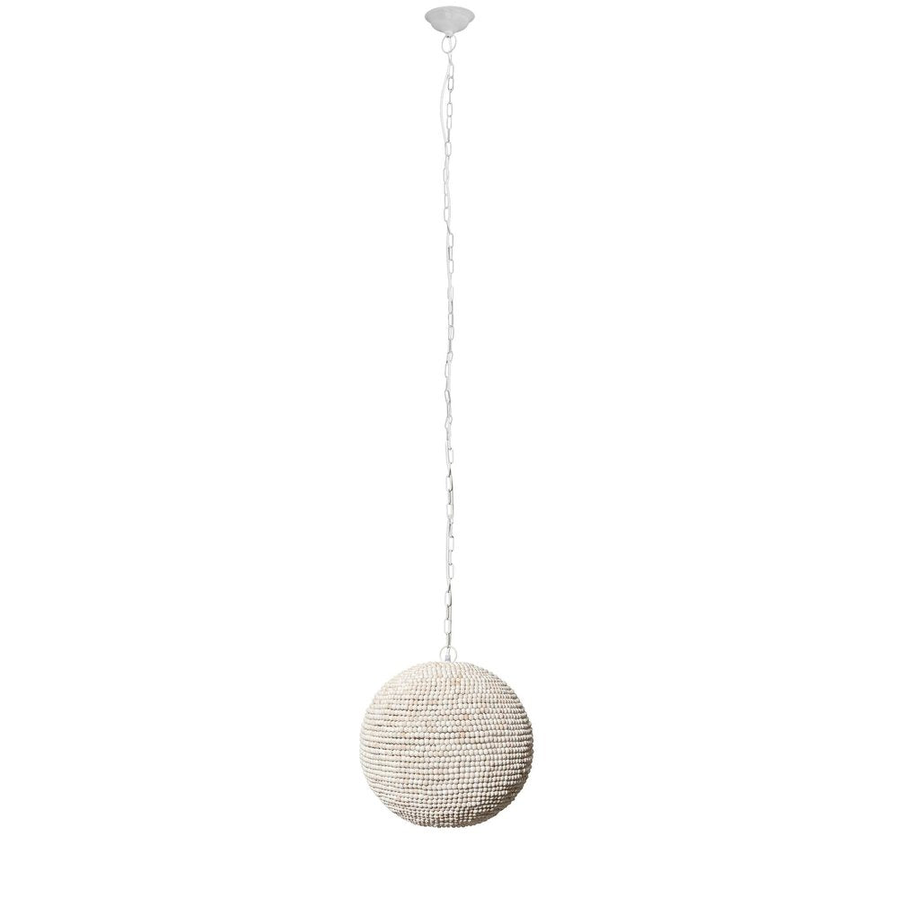 16" Whitewash Beaded Ball Pendant Light