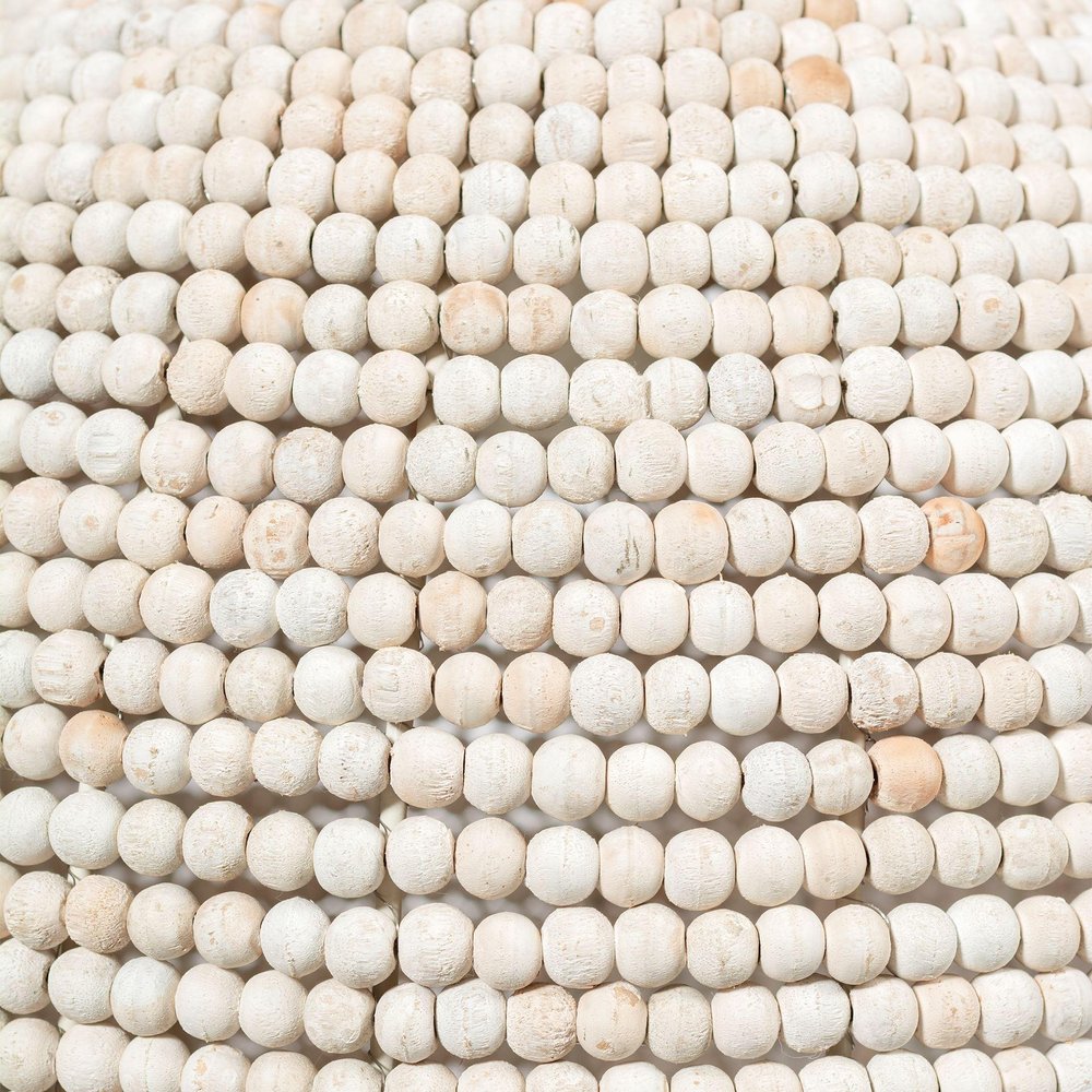 16" Whitewash Beaded Ball Pendant Light