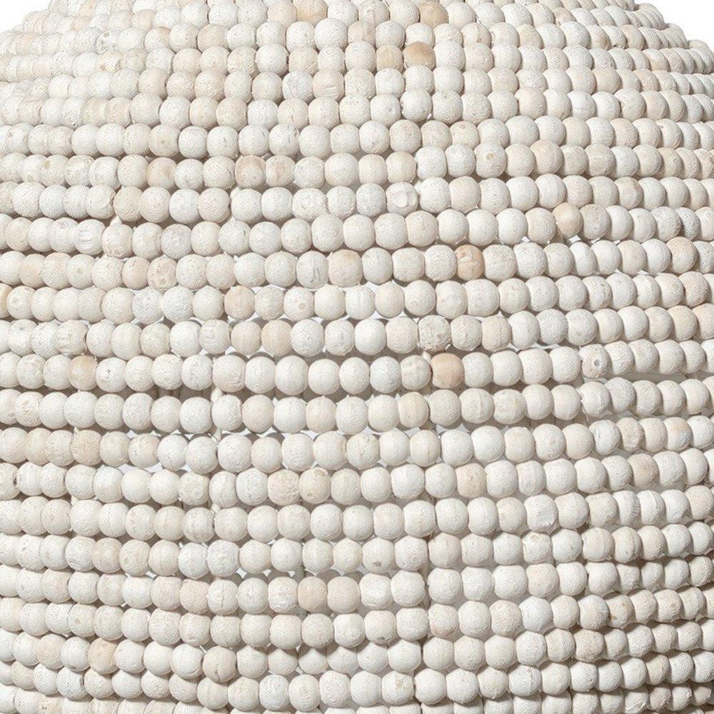 16" Whitewash Beaded Ball Pendant Light