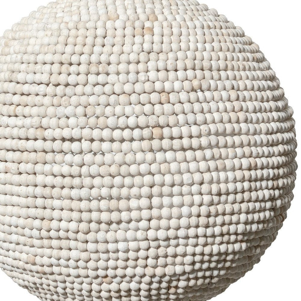 16" Whitewash Beaded Ball Pendant Light