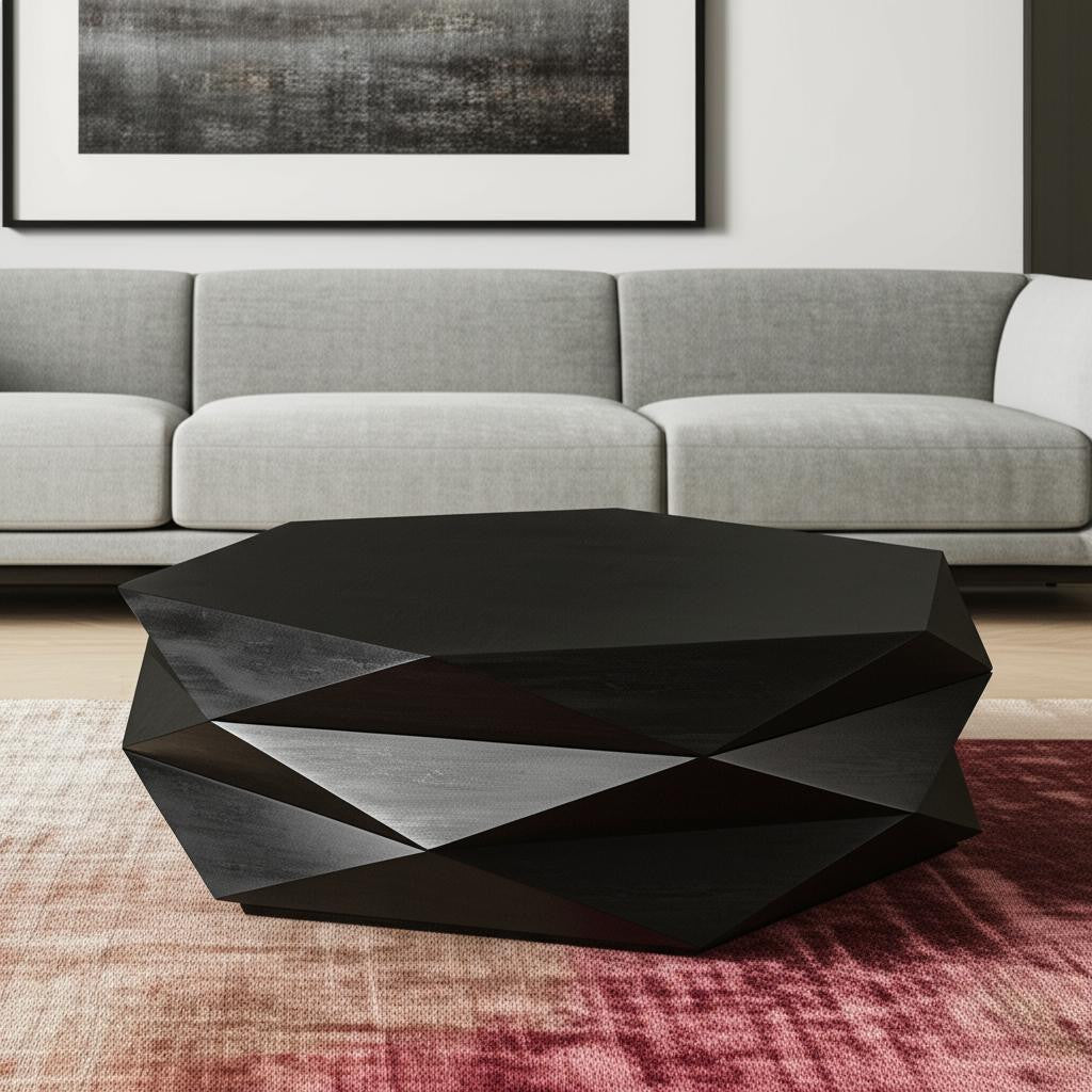 48" Geometric Wood Hexagon Storage Table