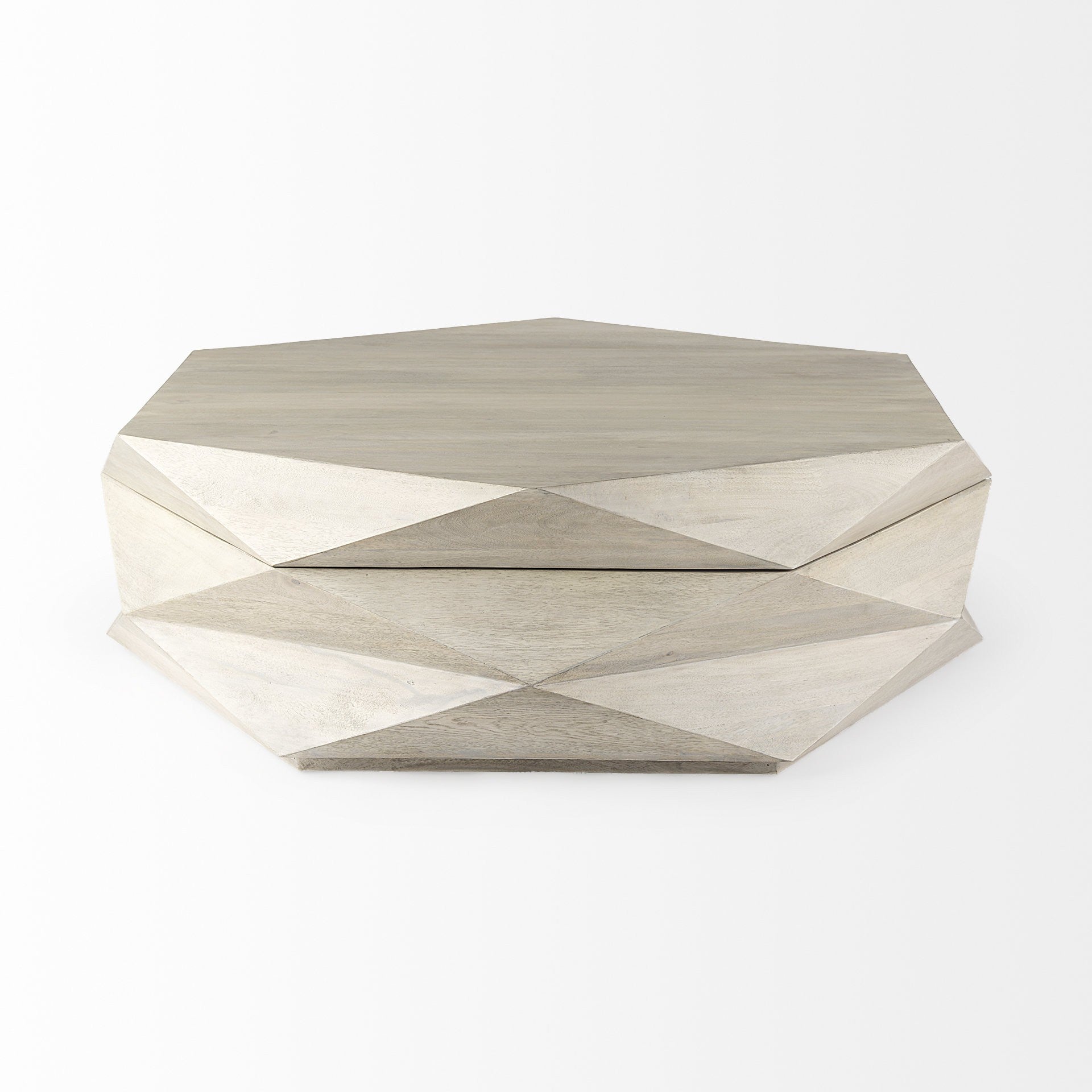 48" Geometric Wood Hexagon Storage Table