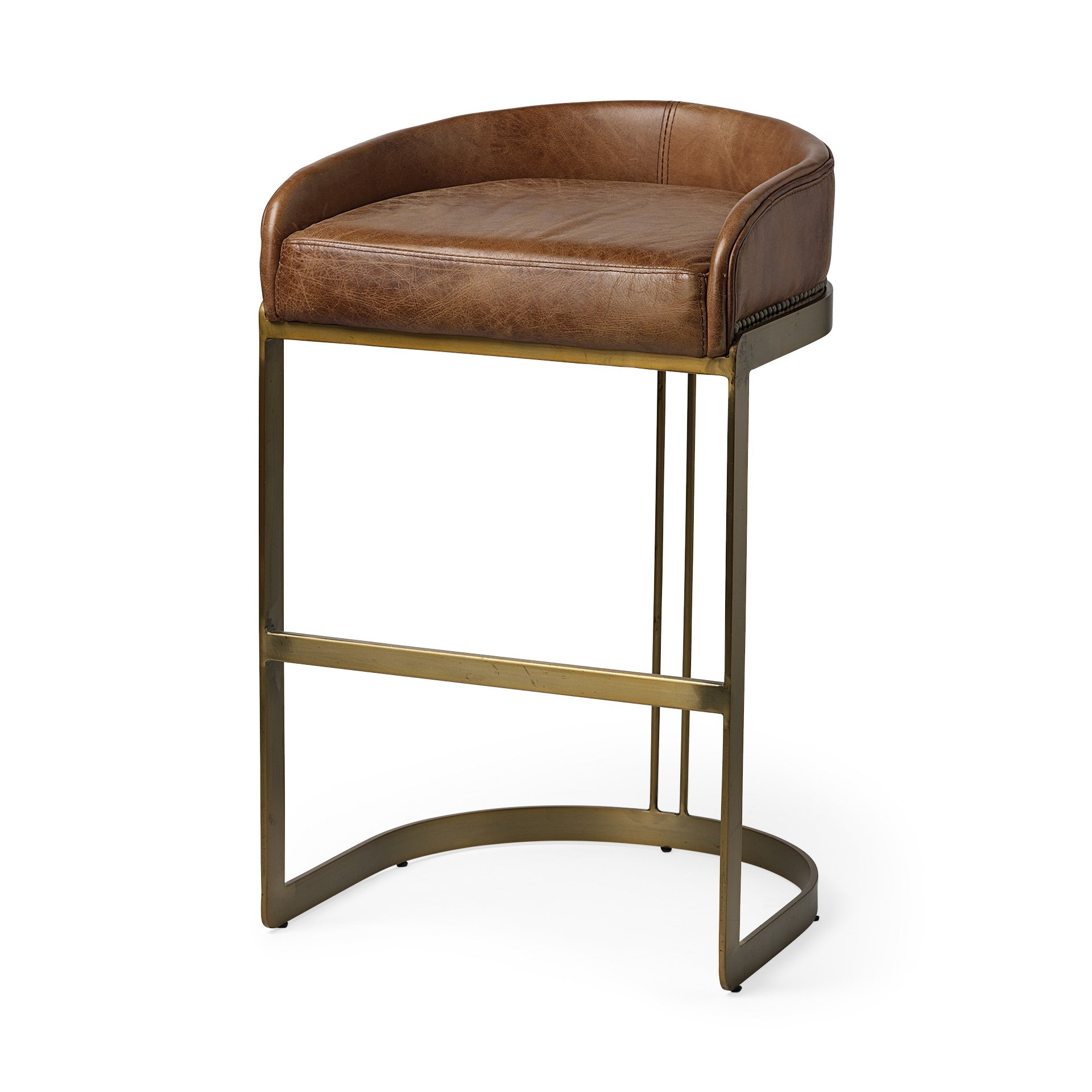 32" Modern Leather Low Back Bar Chair