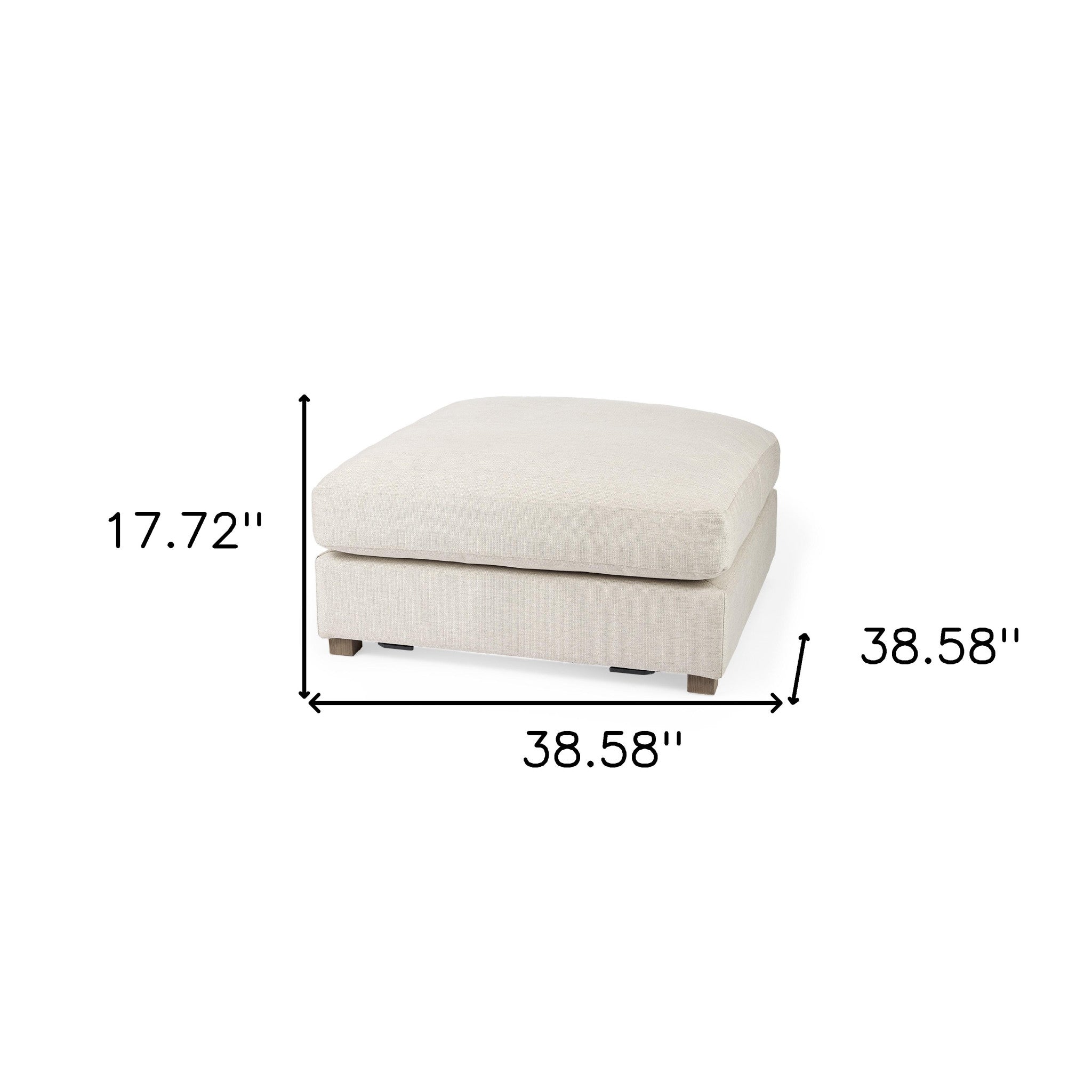 39" Polyester and Wood Square Ottoman